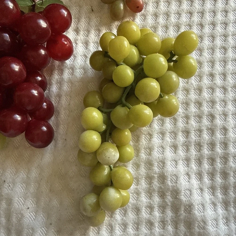 Vintage Rubber Grapes Grape Lot 8 Bunches Plastic Multicolor Realistic Decor
